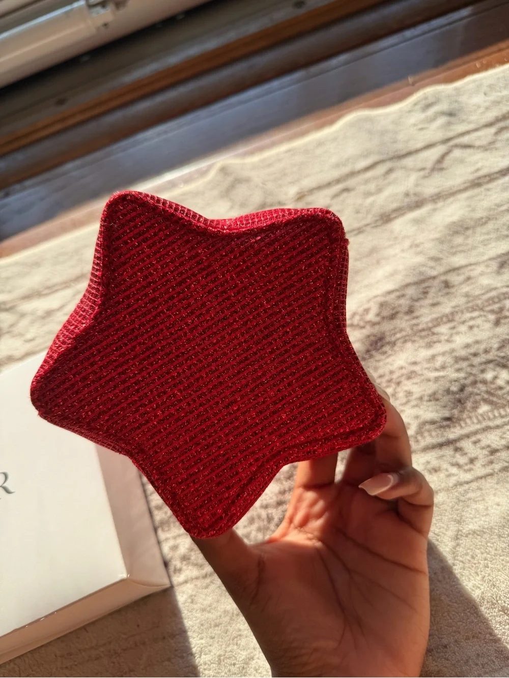 Dior Red Star-Shaped Jewelry Case with Gold Logo